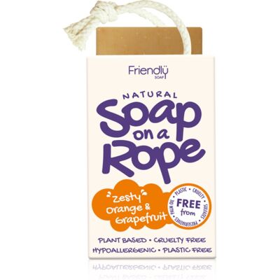 Friendly Soap Soap on a Rope Orange & Grapefruit savon naturel avec cordelette 95 g Friendly Soap Soap on a Rope Orange & Grapefruit savon naturel avec cordelette 95 g