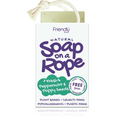 Friendly Soap Soap on a Rope Peppermint & Poppy Seeds savon naturel avec cordelette 95 g Friendly Soap Soap on a Rope Peppermint & Poppy Seeds savon naturel avec cordelette 95 g