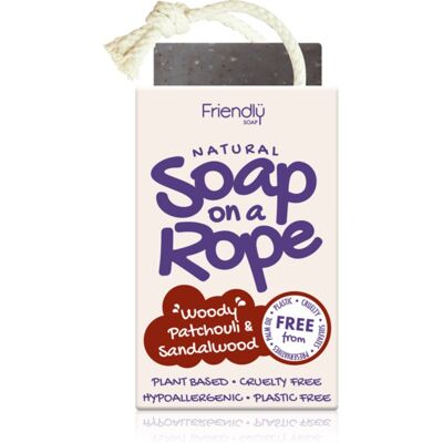 Friendly Soap Soap on a Rope Patchouli & Sandalwood savon naturel avec cordelette 95 g Friendly Soap Soap on a Rope Patchouli & Sandalwood savon naturel avec cordelette 95 g