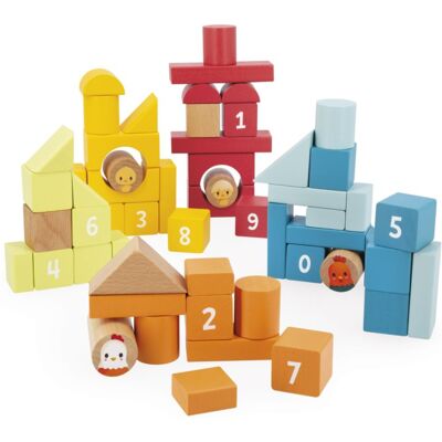 Janod Farm Construction Barrel cubes en bois 12m+ 56 pcs Janod Farm Construction Barrel cubes en bois 12m+ 56 pcs