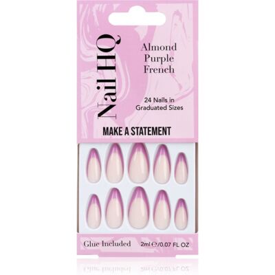 Nail HQ Almond Purple French Faux ongles avec colle incluse 24 pcs Nail HQ Almond Purple French Faux ongles avec colle incluse 24 pcs