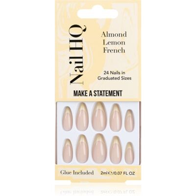 Nail HQ Almond Lemon French Faux ongles avec colle incluse 24 pcs Nail HQ Almond Lemon French Faux ongles avec colle incluse 24 pcs