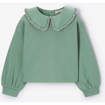 Sissy-Boy Sweat Avec Col À Volants - Vert meisje 146-152 Sissy-Boy Sweat Avec Col À Volants - Vert meisje 146-152