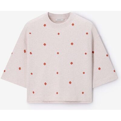 Sissy-Boy Sweat Avec Fleurs Brodées - Beige vrouw L Sissy-Boy Sweat Avec Fleurs Brodées - Beige vrouw L