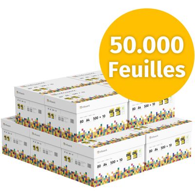Infowerk Papier pour imprimante Papier à copier 50000 feuilles 100 x 500 A4 Premium extra-blanc CIE 160 Certifié PEFC Infowerk Papier pour imprimante Papier à copier 50000 feuilles 100 x 500 A4 Premium extra-blanc CIE 160 Certifié PEFC