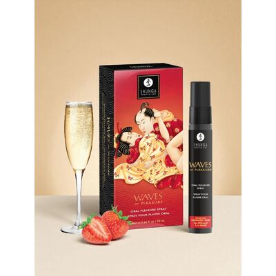 Shunga Spray Oral Waves Of Pleasure Vin Pétillant Fraise - 20 ml Shunga Spray Oral Waves Of Pleasure Vin Pétillant Fraise - 20 ml