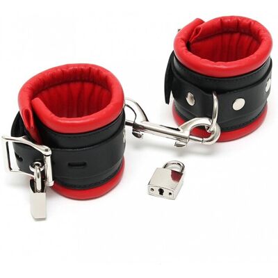 Rimba Menottes rembourrés luxueuses rouge cadenas Rimba Menottes rembourrés luxueuses rouge cadenas