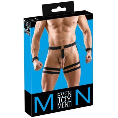 Svenjoyment Harnais de hanche avec anneau et menottes amovibles Svenjoyment Harnais de hanche avec anneau et menottes amovibles