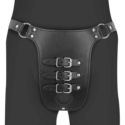 Ouch Ceinture de chasteté en cuir PU avec sangles - Noir Ouch Ceinture de chasteté en cuir PU avec sangles - Noir