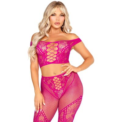 Leg Avenue Ensemble crop top épaules dénudées et legging Rose Leg Avenue Ensemble crop top épaules dénudées et legging Rose