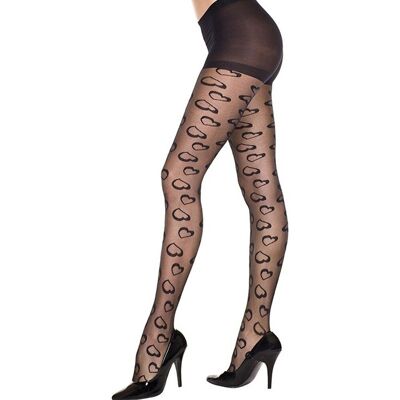 Music Legs Collant noir fashion fantaisie avec petits coeurs Music Legs Collant noir fashion fantaisie avec petits coeurs