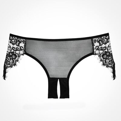 Allure Culotte résille noire, ouvert avec dentelle sur les hanches Allure Culotte résille noire, ouvert avec dentelle sur les hanches
