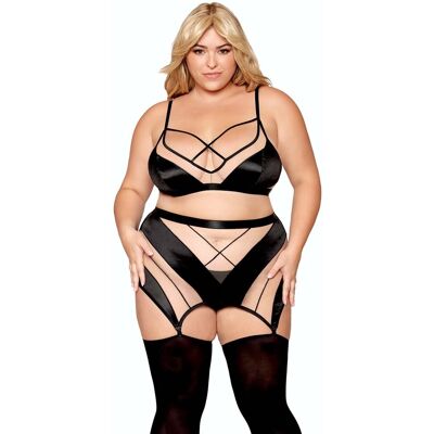 Dreamgirl Ensemble grande taille avec Soutien-gorge, jupe porte-jarretelles, string Dreamgirl Ensemble grande taille avec Soutien-gorge, jupe porte-jarretelles, string