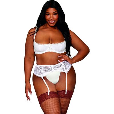 Dreamgirl Soutien-gorge, grande taille, Demi-seins à armatures en dentelle blanche Dreamgirl Soutien-gorge, grande taille, Demi-seins à armatures en dentelle blanche