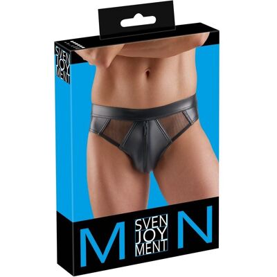 Svenjoyment Slip noir en wetlook avec inserts en maille transparente Svenjoyment Slip noir en wetlook avec inserts en maille transparente