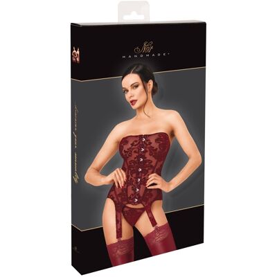 Noir Basque bustier sans bretelles en powernet et velours bordeaux Noir Basque bustier sans bretelles en powernet et velours bordeaux