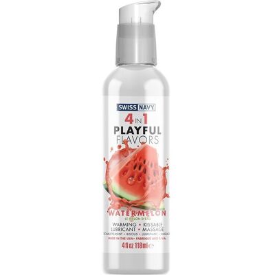 Swiss Navy 4 In 1 Lubrifiant Au Parfum Pastequé - 118ml Swiss Navy 4 In 1 Lubrifiant Au Parfum Pastequé - 118ml