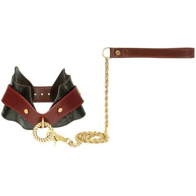 Liebe seele Collier de Posture en Cuir avec Laisse - Noir, Marron & Or Liebe seele Collier de Posture en Cuir avec Laisse - Noir, Marron & Or