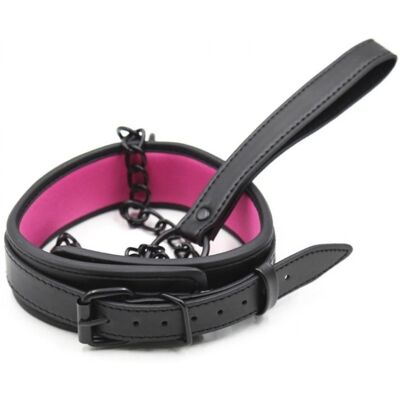 FUKR Collier + Laisse Noir - Rose FUKR Collier + Laisse Noir - Rose