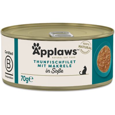 6x70g Applaws Cat en sauce filet de thon avec maquereau Nourriture humide pour chat 6x70g Applaws Cat en sauce filet de thon avec maquereau Nourriture humide pour chat