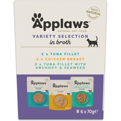 6x70g Pouch au bouillon sélection de la variété (3 variétés) Applaws nourriture humide pour chat 6x70g Pouch au bouillon sélection de la variété (3 variétés) Applaws nourriture humide pour chat