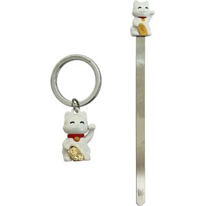 Porte clé Kontiki Coffret cadeau porte-clés et marque-pages Chat porte bonheur Blanc Unique Heren Porte clé Kontiki Coffret cadeau porte-clés et marque-pages Chat porte bonheur Blanc Unique Heren