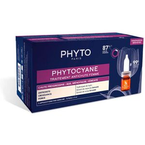 Traitement Anti-Chute Phyto Phytocyane pour Femmes - 12 Ampoules 5ml Traitement Anti-Chute Phyto Phytocyane pour Femmes - 12 Ampoules 5ml