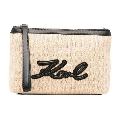 Pochette Karl Lagerfeld K/signature Raffia Pouch Beige Unique Dames Pochette Karl Lagerfeld K/signature Raffia Pouch Beige Unique Dames