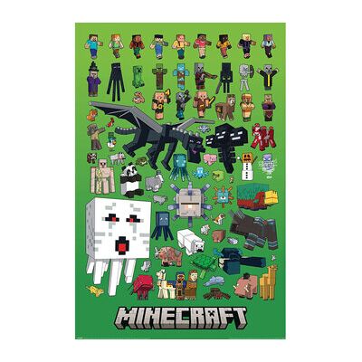 Affiche Personnage Multicolore de Minecraft - Poster Affiche Personnage Multicolore de Minecraft - Poster