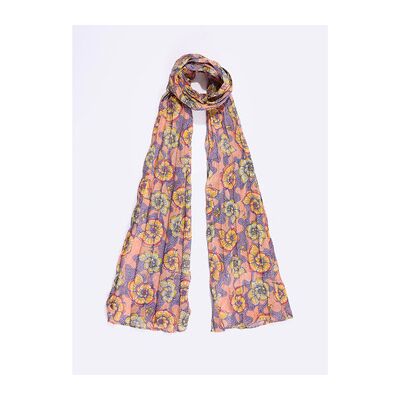 Echarpe La Fiancee Du Mekong Foulard imprimé voile de coton bio LAVANDI Orange Unique Dames Echarpe La Fiancee Du Mekong Foulard imprimé voile de coton bio LAVANDI Orange Unique Dames