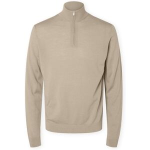 Pull Selected Noos Tray Half Zip Knit - Kelp Beige EU S,EU M,EU L,EU XL Heren Pull Selected Noos Tray Half Zip Knit - Kelp Beige EU S,EU M,EU L,EU XL Heren