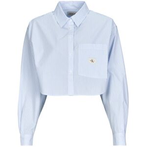 Chemise Calvin Klein Jeans WOVEN LABEL CROPPED SHIRT Bleu EU L,EU XL Dames Chemise Calvin Klein Jeans WOVEN LABEL CROPPED SHIRT Bleu EU L,EU XL Dames