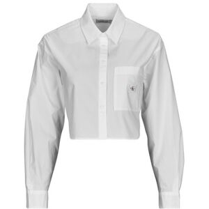 Chemise Calvin Klein Jeans WOVEN LABEL CROPPED SHIRT Blanc EU S,EU M,EU L,EU XL Dames Chemise Calvin Klein Jeans WOVEN LABEL CROPPED SHIRT Blanc EU S,EU M,EU L,EU XL Dames