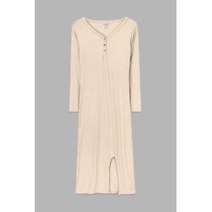 Chemises de nuit Enorsia Robe midi à côtes avec fente devant Beige FR 36,FR 38,FR 40,FR 42,FR 44,FR 46 Dames Chemises de nuit Enorsia Robe midi à côtes avec fente devant Beige FR 36,FR 38,FR 40,FR 42,FR 44,FR 46 Dames