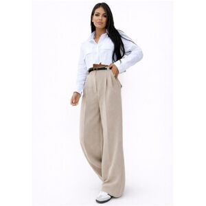 Pantalons large Kebello Pantalon Avec Ceinture F, Beige Beige EU M,EU L Dames Pantalons large Kebello Pantalon Avec Ceinture F, Beige Beige EU M,EU L Dames
