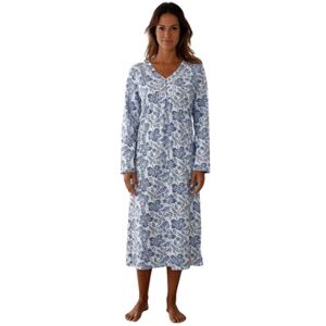 Chemises de nuit Daxon by - Chemise de nuit manches longues coton Bleu FR 52,FR 56,FR 60 Dames Chemises de nuit Daxon by - Chemise de nuit manches longues coton Bleu FR 52,FR 56,FR 60 Dames