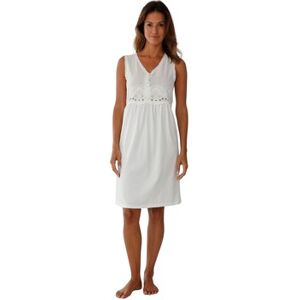 Chemises de nuit Daxon by - Chemise de nuit raffinée sans manches Blanc FR 40,FR 44,FR 48,FR 52,FR 56 Dames Chemises de nuit Daxon by - Chemise de nuit raffinée sans manches Blanc FR 40,FR 44,FR 48,FR 52,FR 56 Dames