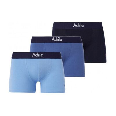 Bas de pyjama Achile Lot de 3 boxers en coton bio unis PETIT LOGO Bleu T3,T2,T5,T4 Heren Bas de pyjama Achile Lot de 3 boxers en coton bio unis PETIT LOGO Bleu T3,T2,T5,T4 Heren