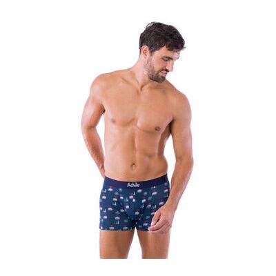 Bas de pyjama Achile Pack de 2 boxers en coton bio motifs TELECABINE et uni Bleu T2,T4 Heren Bas de pyjama Achile Pack de 2 boxers en coton bio motifs TELECABINE et uni Bleu T2,T4 Heren
