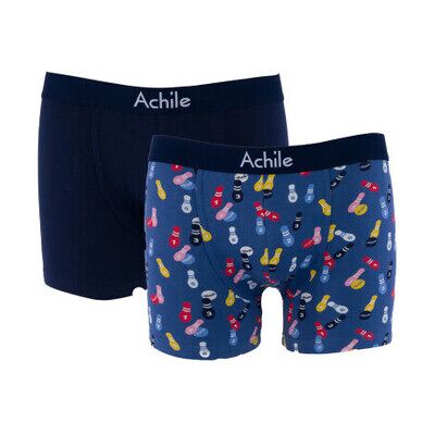 Pyjamas / Chemises de nuit Achile Pack de 2 boxers en coton bio motifs Quilles Bleu T3,T2,T5,T4 Heren Pyjamas / Chemises de nuit Achile Pack de 2 boxers en coton bio motifs Quilles Bleu T3,T2,T5,T4 Heren
