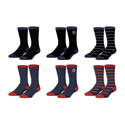 Chaussettes Serge Blanco Lot de 6 paires de chaussettes de ville Town AD Bleu 39 / 42,43 / 46 Heren Chaussettes Serge Blanco Lot de 6 paires de chaussettes de ville Town AD Bleu 39 / 42,43 / 46 Heren