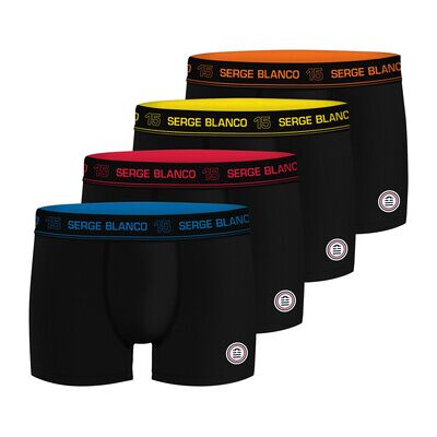Boxers Serge Blanco Lot de 4 boxers homme en coton Class uni ceinture colorée Noir EU XXL,EU M,EU L,EU XL Heren Boxers Serge Blanco Lot de 4 boxers homme en coton Class uni ceinture colorée Noir EU XXL,EU M,EU L,EU XL Heren