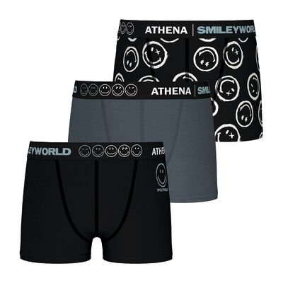Boxers Athena Boxers, lot de 3, SMILEYWORLD Noir 7 / 8 ans Jongens Boxers Athena Boxers, lot de 3, SMILEYWORLD Noir 7 / 8 ans Jongens