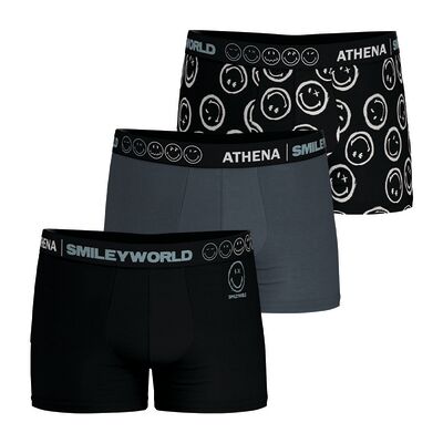 Boxers Athena Boxers, Lot de 3, SMILEY Noir EU S,EU M,EU L,EU XL,EU XXS / XS Heren Boxers Athena Boxers, Lot de 3, SMILEY Noir EU S,EU M,EU L,EU XL,EU XXS / XS Heren