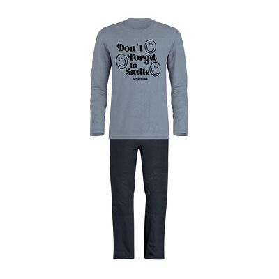 Pyjamas / Chemises de nuit Athena Pyjama long col rond, SMILEY Bleu EU XXL,EU S,EU M,EU L,EU XL Heren Pyjamas / Chemises de nuit Athena Pyjama long col rond, SMILEY Bleu EU XXL,EU S,EU M,EU L,EU XL Heren