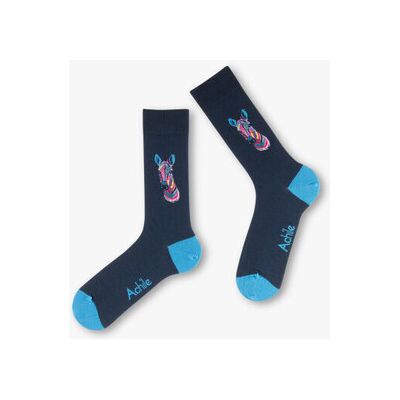 Chaussettes Achile Mi-chaussettes jersey fantaisie Zèbre Coton majoritaire Bleu 40 / 45 Heren Chaussettes Achile Mi-chaussettes jersey fantaisie Zèbre Coton majoritaire Bleu 40 / 45 Heren