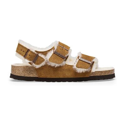 Sandales plates BIRKENSTOCK MILANO SHEARLING SUEDE LEATHER 1025515 Marron 36,37,41 Dames Sandales plates BIRKENSTOCK MILANO SHEARLING SUEDE LEATHER 1025515 Marron 36,37,41 Dames