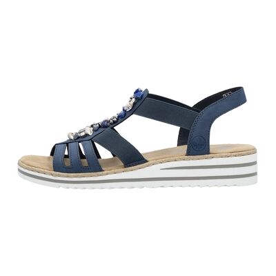 Sandales Rieker Sandale Compensé à Elastique Dollaro Bleu 37,38,39 Dames Sandales Rieker Sandale Compensé à Elastique Dollaro Bleu 37,38,39 Dames