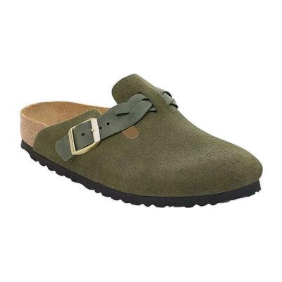 Sabots BIRKENSTOCK Sandales Boston Braided cuir velours Kaki 36,38 Dames Sabots BIRKENSTOCK Sandales Boston Braided cuir velours Kaki 36,38 Dames