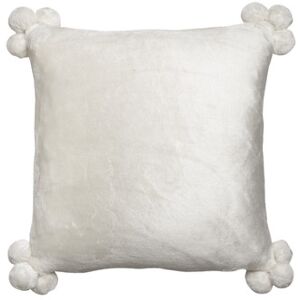 Housse de coussin blanche Vivaraise avec pompons - 45x45 cm Housse de coussin blanche Vivaraise avec pompons - 45x45 cm